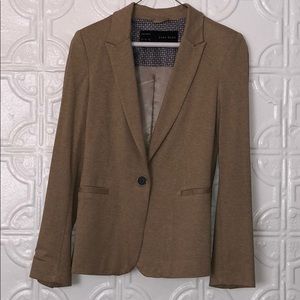 Khaki heathered cotton blazer by Zara Basic